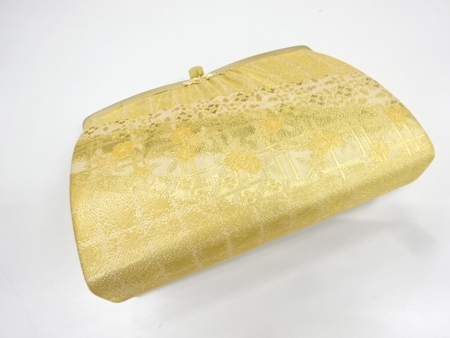 リサイクル　佐賀錦箔散らしに桜模様織り出し和装バッグ